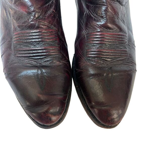 Dan Post Vintage Burgandy Maroon Leather Cowboy Boots 9.5 Western Roper - Picture 4 of 16